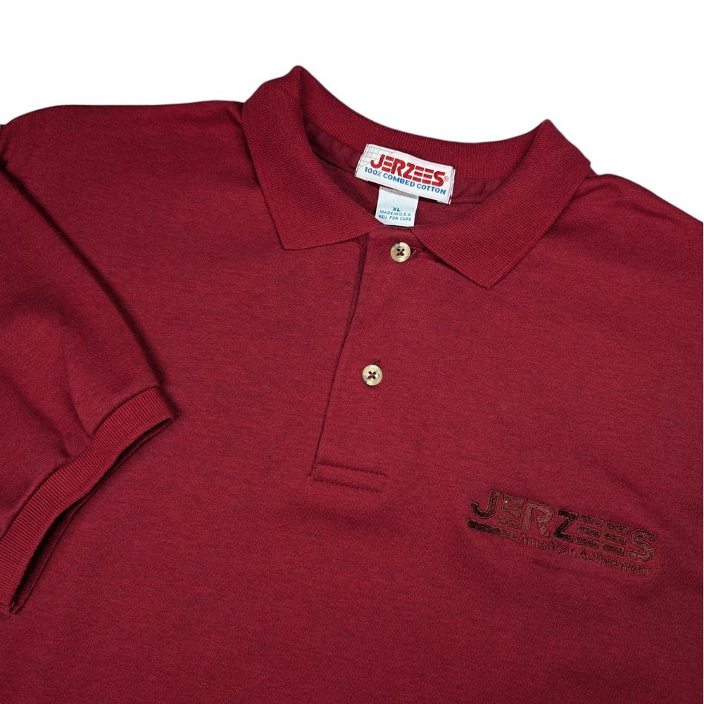 Vintage Jerzees American Active Wear Mens Polo‎ XL Maroon USA Generic Employee